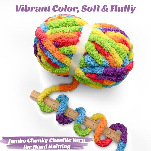 Chunky Jumbo Chenille Yarn Multicolor 10 Pack | 2000g/240yds Super Bulky Baby Soft Yarn for Hand Knitting Fluffy Chunky Knit Throw Blanket Yarn - color: Tea-Mint-Green