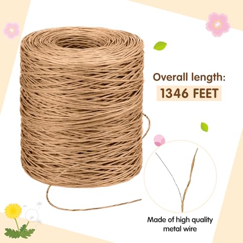 Syhood 1345 Feet Floral Vine Bind Wire Rustic Craft Wire, Light Coffee | For DIY Craft Wrapping, Flower Bouquets Garland Arrangements, , Christmas Wreath Making - color: Light Coffee, size: 1345 Feet