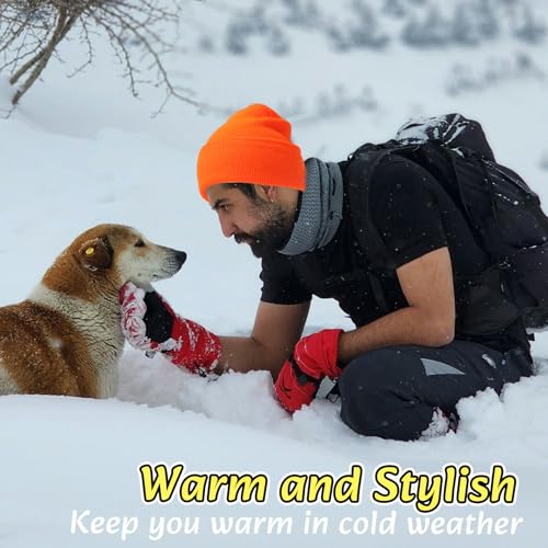 NPQQUAN 3 Packs Unisex Beanie Hats for Men Women Winter Knit Beanies | Mens and Womens,Great Stretch Knit,Thick Warm Comfort Beanies,Outdoor Sports including Skiing Running Camping - color: Orange+orange+orange