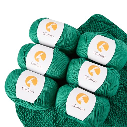 Merino Wool Yarn for Knitting & Crocheting - 35% Wool, 65% Acrylic - color: Green, size: 6 Balls