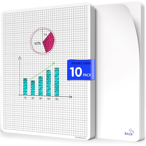 SCRIBBLEDO Small Grid Dry Erase Sheets 9”x12” Math Practice Small White Board Sheets Math Manipulatives Quad Graph Whiteboard Sheets Math Supplies Homeschool Teacher Students Classroom Pack of 10 - color: Small Grids