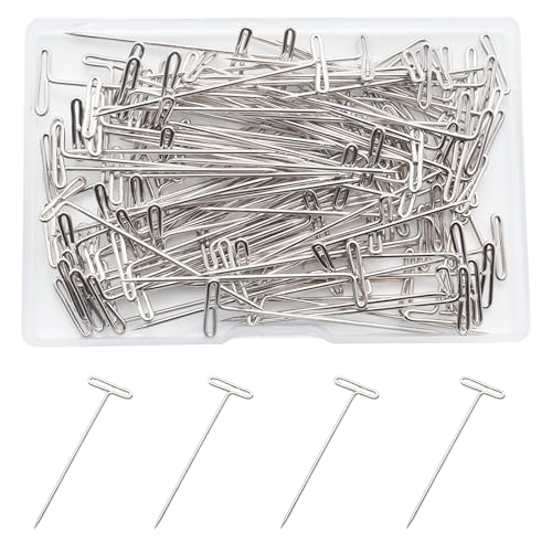 100 Pcs Long Straight T Pins 1.8 Inch Crochet Blocking Pins for Wigs Head Knitting Sewing Quilting - size: 1.8 inch