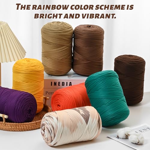 800g T-Shirt Crochet Yarn for Crocheting Crafts/Bags/Basket/Coaster,Hand Knitting Tshirt Yarn for Crochet,228yds T Shirt Yarns with High Elastic Thick Yarns Polyester Fabric（Lake Blue） - color: Lake Blue