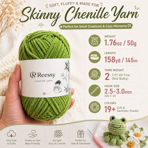 Skinny Chenille Yarn for Crocheting – 12 Pack Soft Matte Fine Chenille, 50g/158yd Each (1896yd Total), CYC #2 Baby Blanket Yarn for Plush Toys, Blankets & Large Projects(Bold Mix) - color: Bold Mix