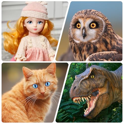 MWOOT 100pcs 12mm Cabochons Glass Eyes for Crafts with Case, Cat Bird Dragon Eyes Fake Glass Monster Eyes, Craft Eyes for Crochet Animals Polymer Clay Sculptures Jewelry Doll Making Props Xmas Gift