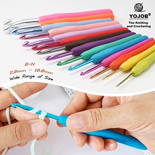 YOJOB 2-Pack Size G / 4mm, 7/4.5mm Crochet Hooks, Ergonomic Crochet Hook | Super Smooth Knitting Needles with Soft Rubber for Beginner and Advanced (4.0mm, 4.5mm) - size: 4mm, 4.5mm