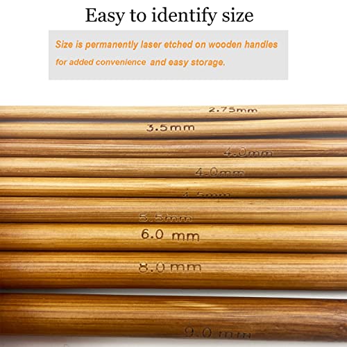 Mdoker Bamboo Double Pointed Knitting Needles Carbonized Bamboo Knitting Needle 7.9 inch(20cm) Length for Handmade Creative DIY Knitting Yarn Projects,Size US 11(8mm) - size: US-11-(8mm)
