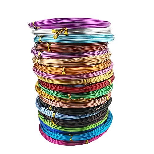 INSPIRELLE 18 Guage Aluminum Craft Wire 20 Colors Bendable Metal Wire | for Jewelry Craft Making, 10M Each Color 1.0mm - size: 18 Guage (1.0mm)
