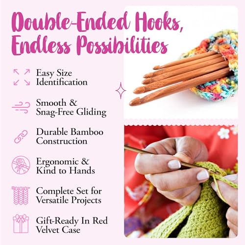 KnitPal 14-inch (35cm) Double Ended Tunisian Afghan Crochet Hooks Set | 6 US Sizes: K/6.5mm, 7mm, L/8mm, M/9mm, N/10mm, O/12mm - Double Ended Tunisian Crocheting Hooks - size: 6 sizes, US K-O (6.5-12mm),14"