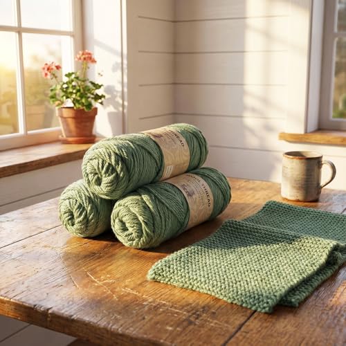 Premium Wool Blend Yarn – 3 Skeins (300g Total), 85% Wool 15% Polyester, for Crocheting&Knitting, Soft Skin-Friendly, Ideal for Scarves, Hats, Blankets & DIY Crafts (16#Pea Green) - color: 16#Pea Green