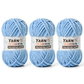3 Azure Soft Chenille Yarn for Crocheting, Fluffy Chunky Crochet Yarn for Baby Blanket, (10.58oz/393yds) Fuzzy Velvet Yarn for Amigurumi&DIY Puzzle、Crafts、Scarf - color: 3 Azure