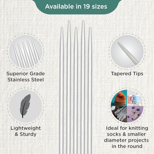 KnitPro Stelo Double-Pointed Needles 8" (20cm) | US Size 1 (2.25mm) - size: US Size 1 (2.25mm)