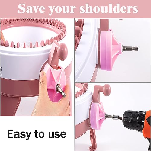 AZANU 32 Pcs Set Sentro 40/48 Knitting Machine Accessories，Various Weaving Loom Round Knitting Machines Replacement Tools Include Adapter，Handle，Tensioner and Knit Hook Kit for Adults & Kid