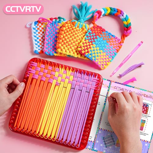 CCTVRTV Weaving Loom Kit Toys for Kids and Adults, DIY Arts and Crafts | for Boys and Girls Ages 5 6 7 8-12 13, Easy Potholder Loom Knitting Kits Gifts for Beginners, 252 Craft Loops - color: red