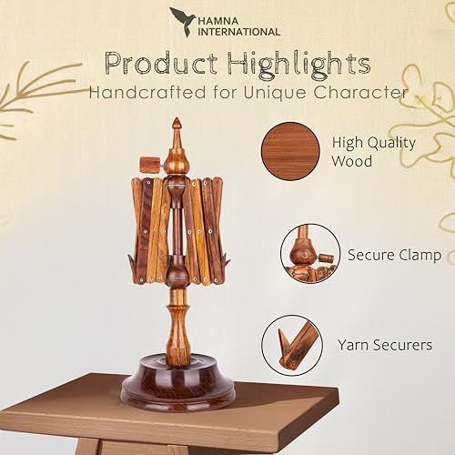 Antique Vintage Wooden Yarn Winder for Knitting & Crocheting – Premium Yarn Cake Winder, Natural Ball Winder with Large Capacity (Rosewood-Swift)