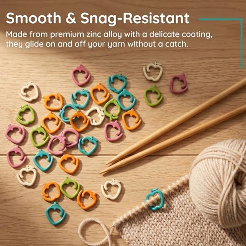 Blingcute 48 Pcs Metal Fruit Stitch Markers for Knitting and Crochet | 48 smooth metal markers in two fruit designs and assorted colors for tracking stitches, rows, rounds and pattern repeats. - color: Colorful-Apple and Strawberry