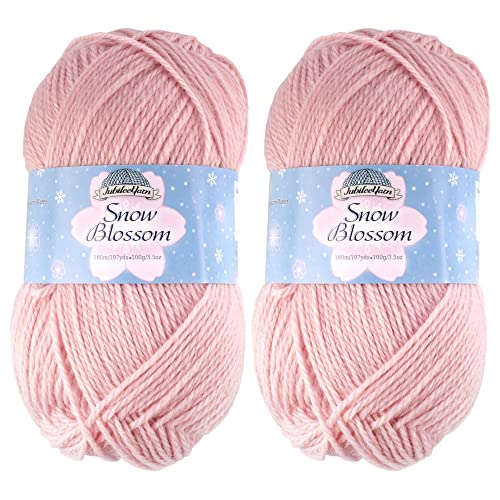 JubileeYarn Snow Blossom Yarn - DK Superwash Wool - Sakura - 2 Skeins - color: 17 Sakura, size: 2 Skeins
