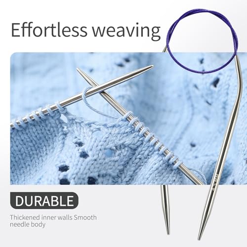 Circular Knitting Needles US Size 4 (3.5 mm) 16 inches (40 cm), Includes 10 Stitch Markers; Perfect for Knitting Sleeves, Socks, and Baby Booties - size: 3.5MM/US4