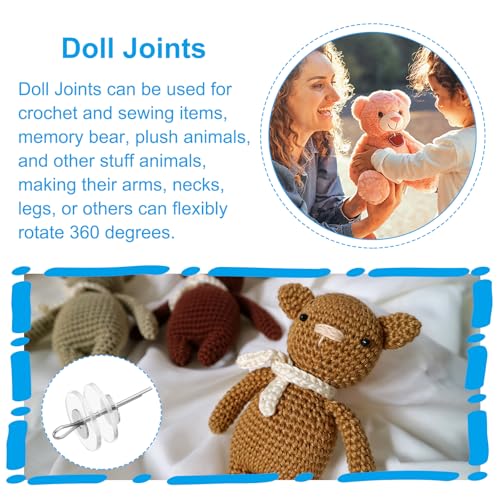PATIKIL 40mm Doll Joints, 10 Set Removable Cotter Pin Joints Connector and Acrylic Tray for Bear Limbs Making Head Joints DIY Crafts Accessories - size: 40mm