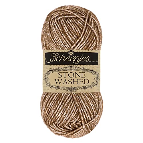 Scheepjes Stone Washed Yarn, 50 g (1.76 oz) Skein - 822 Brown Agate - color: 822 Brown Agate