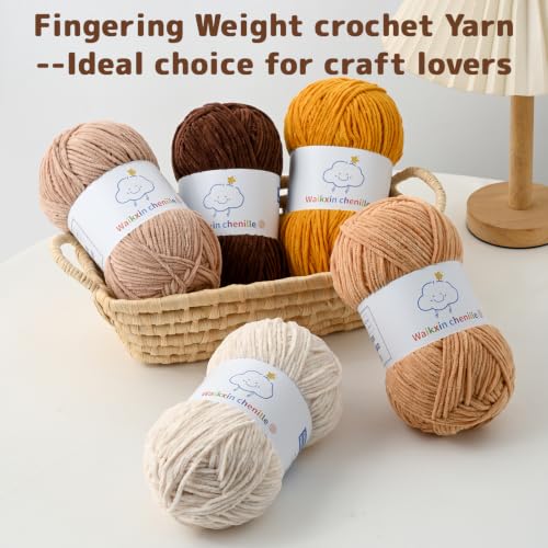 Skinny Chenille Yarn for Crocheting,Baby Yarn for Crocheting Soft,3.5 oz/218.7 yds Fingering Weight Velvet Yarn,Fluffy Amigurumi Yarn for Baby Blankets/Clothes&Crafts(Beige) - color: Beige