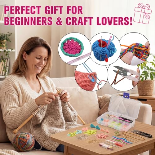 2 Pack New Basic Knitting Tools Accessories Supplie with Case Knit Set Lot | Knitting Supplies Set with Stitch Markers Plastic Sewing Needles Cable Needles for Sewing and Weaving,Includes 182PCS
