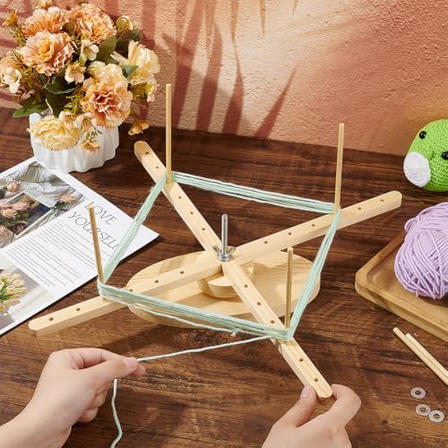 BENECREAT Portable Amish Style Yarn Swift Winder, Desktop Standing Needlecraft Finishing Tool with Oval Base for Wool, Yarn and Embroidery Thread - style: Oval Base