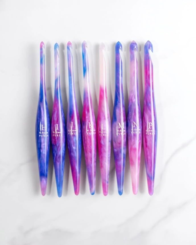 Furls Crochet Hook, Limited Edition Cotton Candy Swirl Streamline Resin, Ergonomic Handle Crochet Hooks 7" (K - 6.50MM) - color: Cotton Candy, size: K - 6.50MM