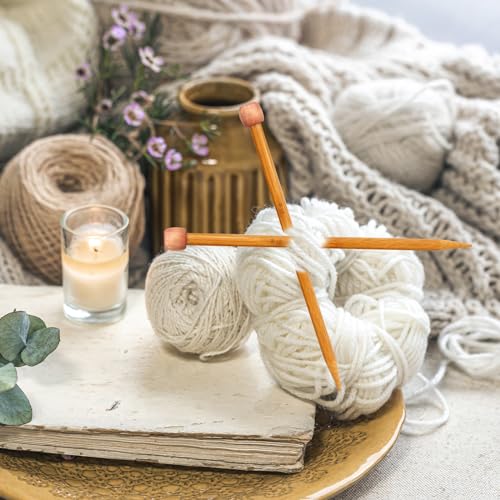 10 mm Bamboo Knitting Needle Straight Single Pointed 10 Inch Long Wooden Knitting Needles Wooden Sweater Thick Knitting Needles for Beginners, Sock, Scarf, Handmade DIY Knitting & Crochet Supplies - color: 10mm