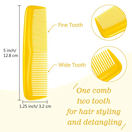 Leinuosen 12 Pieces Pocket Hair Combs, Fine Tooth Combs, Yellow | Plastic Hair Care for Men Women, Portable Travel Size, for Barber Salon Hair Dressing Use, Not Breakable, Peines Para Cabello - color: Yellow