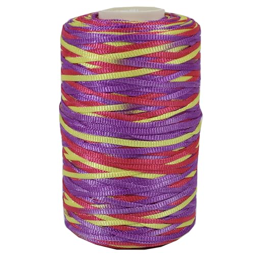 Crochet Yarn Super Bright -Yarn for Amigurumi Dolls, Baby Hats,100g Summer Sun Hat Yarn for Crocheting, Ice Linen Silk Hand Knitting Light Body Yarn - Soft DIY Craft Yarn - color: 112 Red-Yellow-Purple