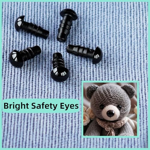 Hukiwow 600Pcs 6mm Safety Eyes and Washers 6 mm Safety Eyes for Crocheting Plastic Crochet Eyes Black Craft Eyes Animals Eyes Small Doll Eyes - size: 6mm