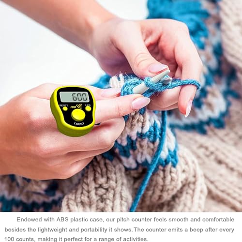 Finger Counter Click Manual Digital clicker, 5pack Stitch Tally Knitting Counters Led Re-settable Digits Pitch Electronic LCD Display finger Number Counter Fr Row, People, Score, Inventory,Crochet - color: purple yellow