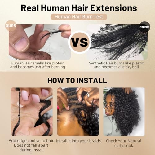 Feather Crochet Human Hair 14 Inch 3C4A Burmese Curly 15A 100% Human Hair Bundles 120g 110 Strands Pre-Separated Crochet Hair for Black Women Burmese Curly Invisible Crochet Hair Extensions - color: Burmese Curly Crochet Hair with Spiral End, size: 14 14