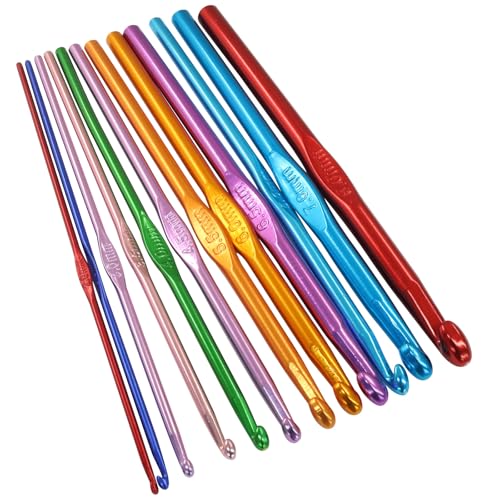 Bivethoi 12 Pcs Aluminum Crochet Hook Multicolor Knitting Needles | Crochet Hooks Bulk, Craft Yarn, For Beginners - size: 2mm-8mm