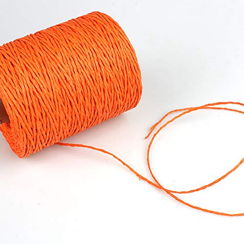Natural Cotton Raffia Yarn Orange Summer Sun Hat, Beach Bag, Rayon Crochet Yarn, Knitting Materials - 280 Meters/306 Yards - color: Orange