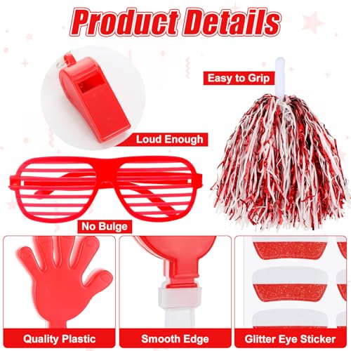 Realspring 148 Pcs Team Spirit Accessories for Sport Events - color: Red White