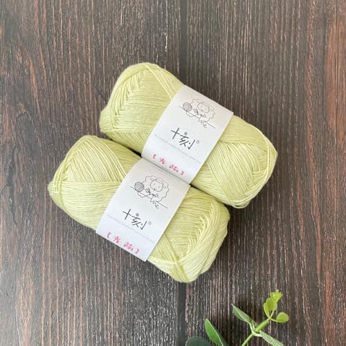 Linen Rayon Lyocell Blend Yarn, Superfine Fingering Weight (1), 150g/5.29oz (3 Strands, 50g/230yds per Strand)- 09 Sweet Pea - color: SM09-Sweet Pea