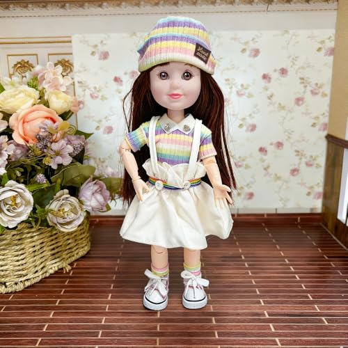 12 Inch BJD Fashion Girl Doll, 15 Movable Joints, Exquisite Hair and Trendy Casual Outfits (Casual wear-Colorful) - color: Colorful