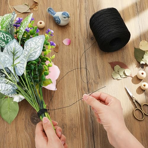 Syhood 1345 Feet Floral Vine Bind Wire Rustic Craft Wire, Black | For DIY Craft Wrapping, Flower Bouquets Garland Arrangements, , Christmas Wreath Making - color: Black, size: 1345 Feet