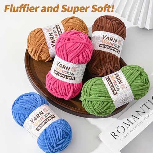 Soft Chenille Yarn for Crocheting, Fluffy Chunky Crochet Yarn for Baby Blanket, (1.76oz/65.6yds) Fuzzy Velvet Yarn for Amigurumi&DIY Puzzle、Crafts、Scarf(Deep Sea Green) - color: Deep Sea Green