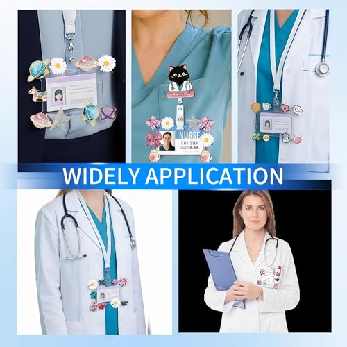 8 PCS Badge Buddy Pin Holders with 10 Locking Backs - 10 HoleAcrylic Displays, Gift for Nurses, Students & Employees (Horizontal) - color: Horizontal