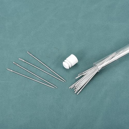 uxcell 25Pcs Large Eye Needles 2.6" Handmade Yarn Knitting Needles Silver | High Carbon Iron, Sewing Embroidery Needles, with Storage, for Hand Sewing Art Crafts