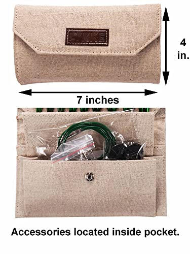 Lykke Grove 3.5-inch Interchangeable Circular Knitting Needle Set | Standard US 3, 4, 5, 6, 7, 8, 9, 10, 10.5 Beige Case, Bamboo Semi-Sharp Points, Smooth Joins, Swivel Cables, Project Bag - color: Grove-with-Beige-Case