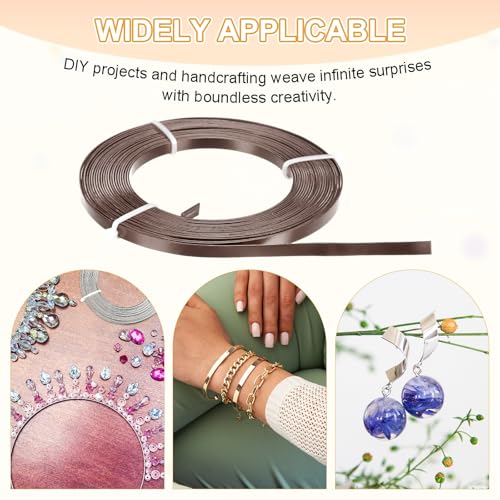 M METERXITY 1-Pack Flat Aluminum Wire, 5mm Wide x 16.4ft/5m Bendable Anodized Craft Wire for Jewelry Making/DIY Bezel Sculpting Crafting/Art Supplies [Dark Brown] - color: Dark Brown, size: 5mm Wide x 16.4ft/5m