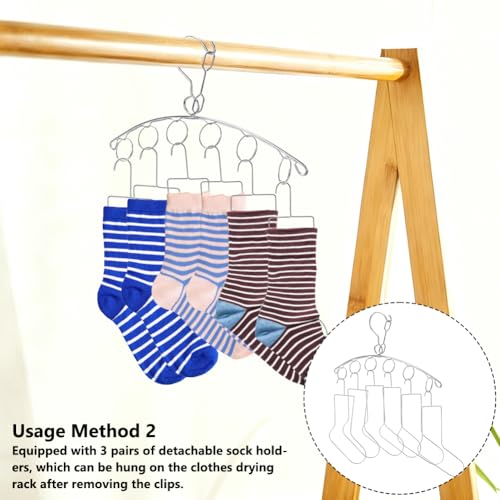 AHANDMAKER 7Pcs Sock Blockers and Laundry Drying Hanger Rack Stainless Steel Sock Stretchers Creative Sock-Shaped Hanger for Fast Drying and Displaying Hand Knitted Socks