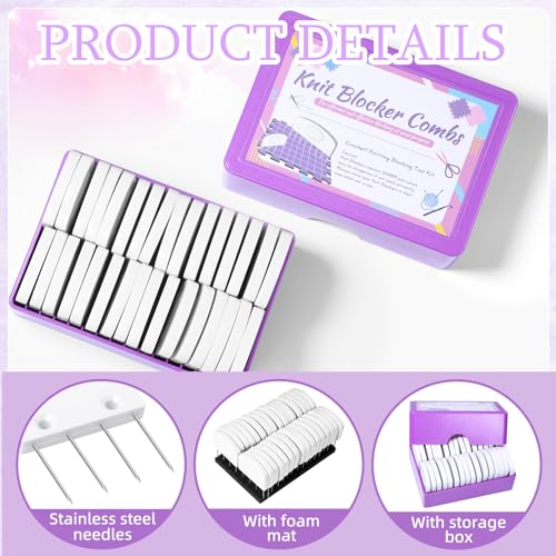 32 Pcs Kniting Blocking Combs, Knit Blockers Combs for Blocking | Knitting Blocking Pins, Knit Blocking Combs for Blocking Knitting, Crochet Sewing Lace or Needlework Projects Tools Device