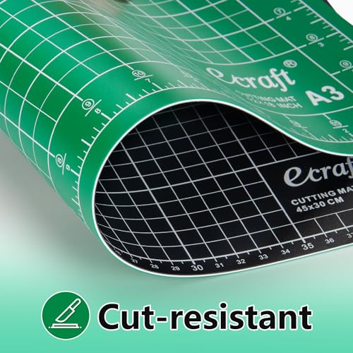 Ecraft Self-Healing Cutting Mat 12x18 Inch, Double-Sided 5-Ply Gridded Rotary Cutting Board, Non-Slip Surface for Sewing, Quilting & Crafts, Green/Black - color: Green/Black, size: 18"L x 12"W