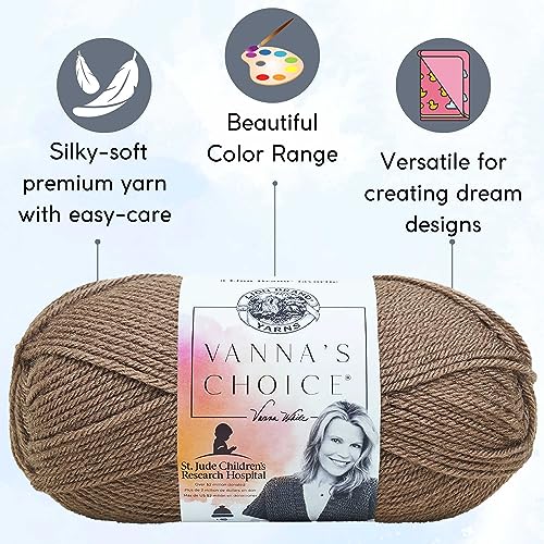 Lion Brand Yarn Vanna'S Choice 860-125 Taupe | 3 Skeins, Same Dye Lot, Project Bag, CYC #4 Worsted, 100% Acrylic, Ideal for Crochet, Knitting Blankets, Hats, Scarves - color: 860-125-Taupe