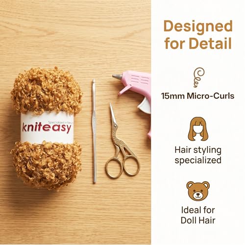 Teddy Fur Curly Yarn, 3 Skeins (150g/5.3oz Total, 15mm Thick), Chunky Faux Fur Eyelash Yarn, Super Soft Fluffy Yarn for Doll Hair Weaving, Crochet, Knitting, Amigurumi (Brown) - color: Brown